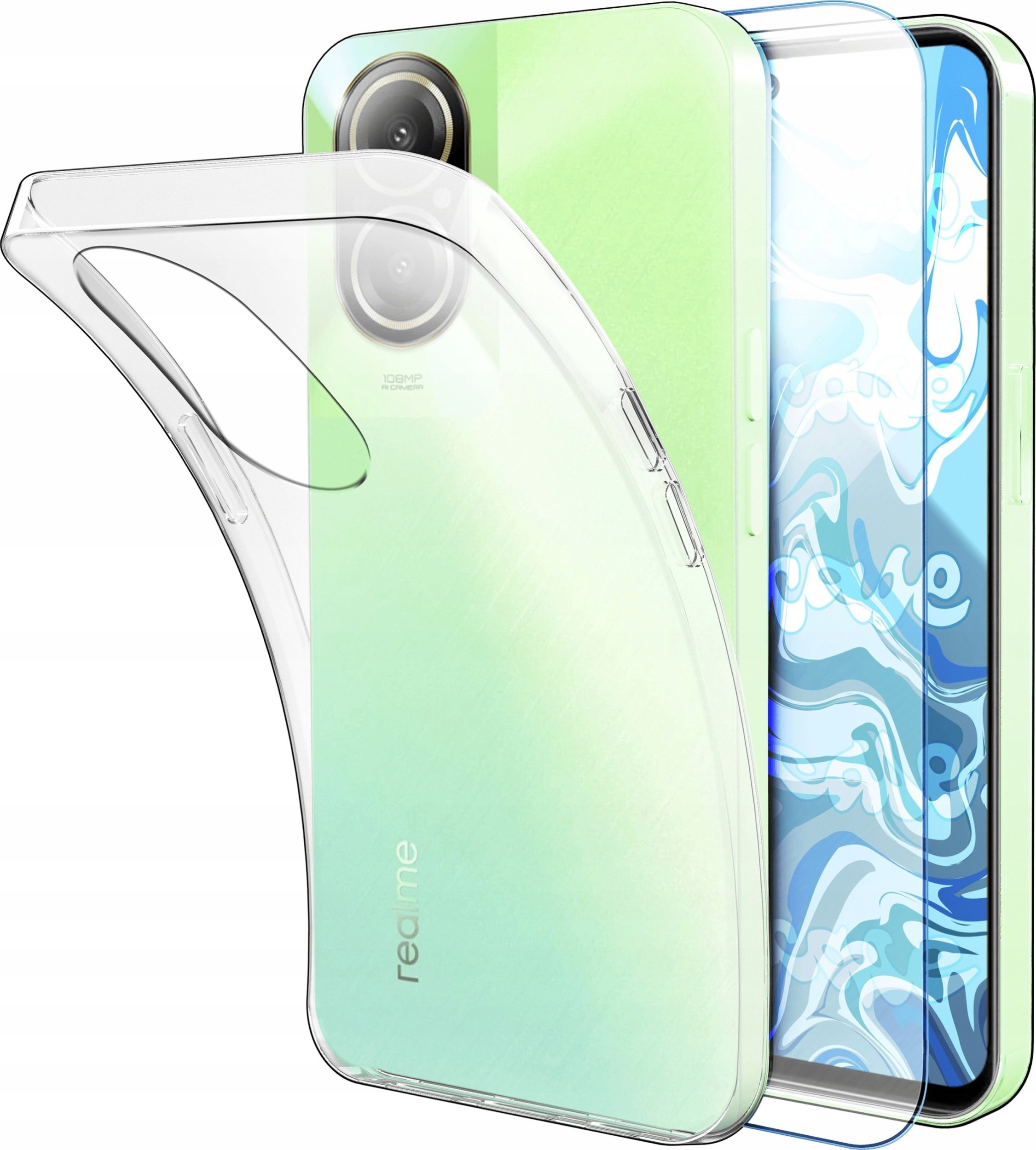 Hello Case ETUI DO REALME C67 4G GUMOWE OBUDOWA CASE SILIKON SLIM POKROWIEC SZKŁO 9H