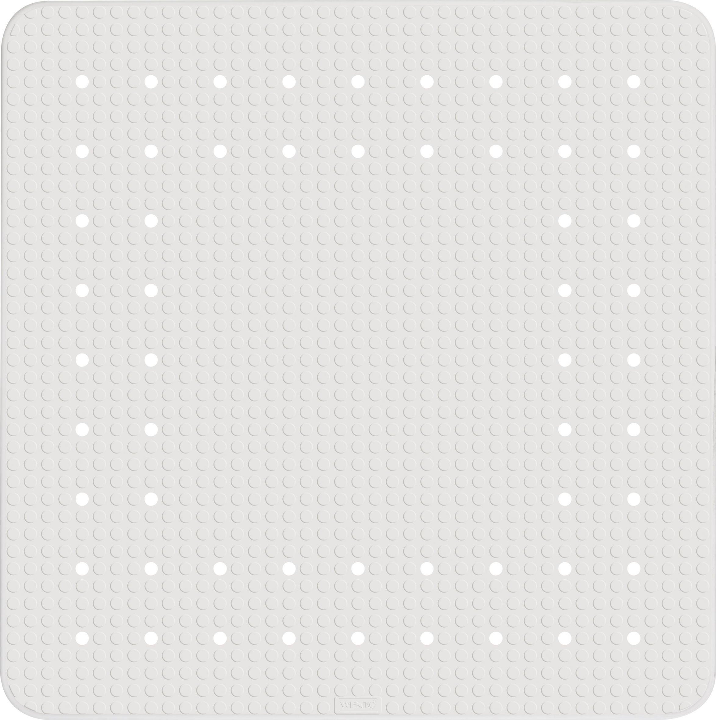 Galicja Biała antypoślizgowa mata do wanny lub brodzika, z przyssawkami, kauczukowa, antypoślizgowa powierzchnia, kwadratowa