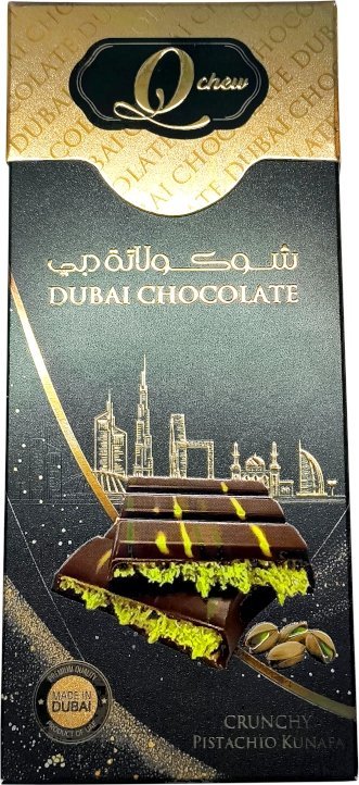 Dubai Chocolate Crunchy Pistachio Kunafa, dubajska czekolada z pistacjami i ciastem kataifi 160g - Q Chew