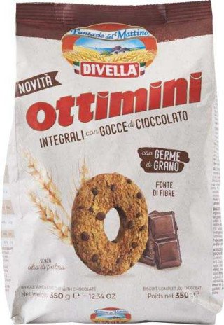Divella Ciastka Ottimini pełnoziarniste czekoladowe 350g -