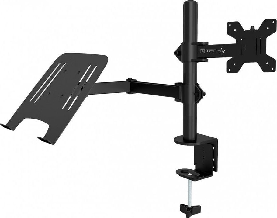 Techly Uchwyt biurkowy Techly 13-32", z półką na laptopa 12"-17" regulowany