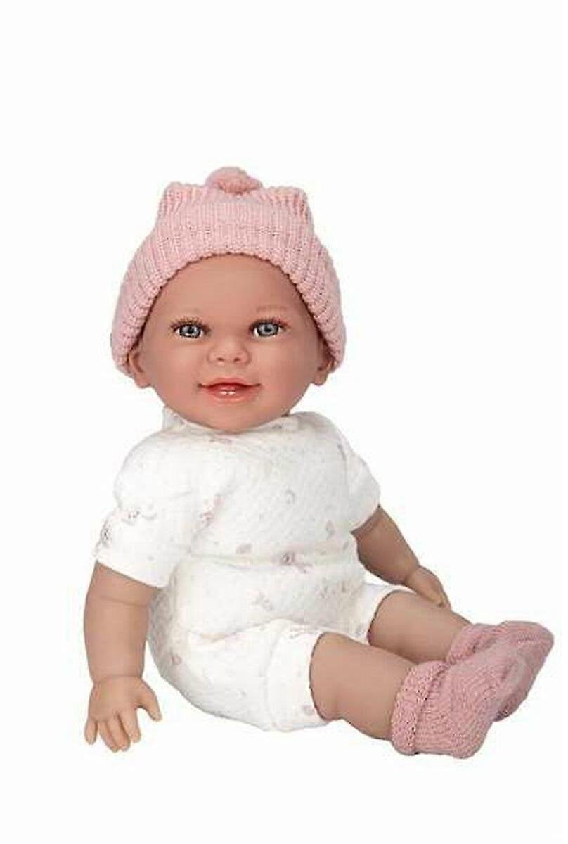 Kiti Arias realistyczna lalka niemowlęca z dźwiękiem i smoczkiem 34 cm różowa czapeczka