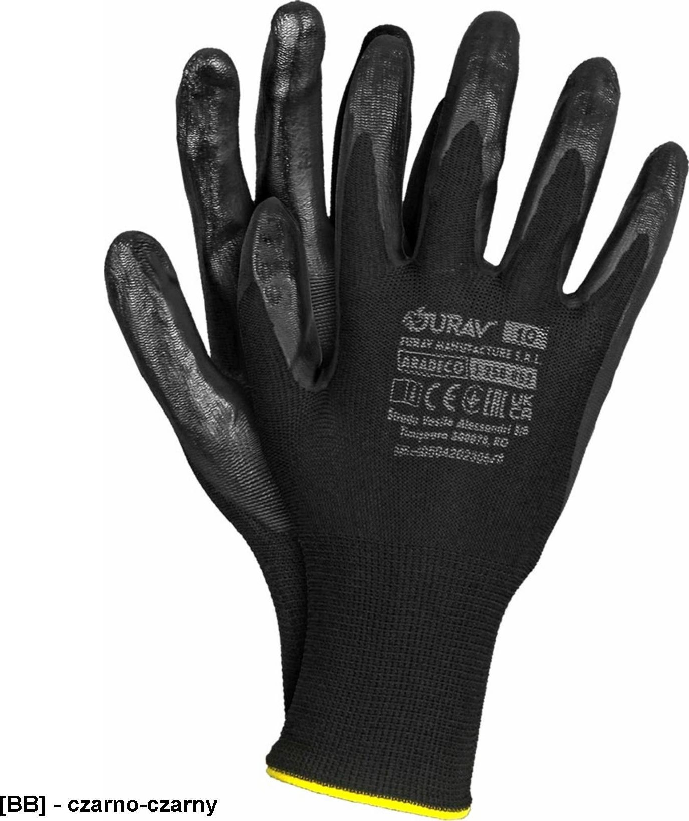 R.E.I.S. J-ARADECO - Rękawice ochronne, ściągacz, powlekane lateksem smooth 100% poliester (ścieg 13), odporne na kwasy detergenty 9