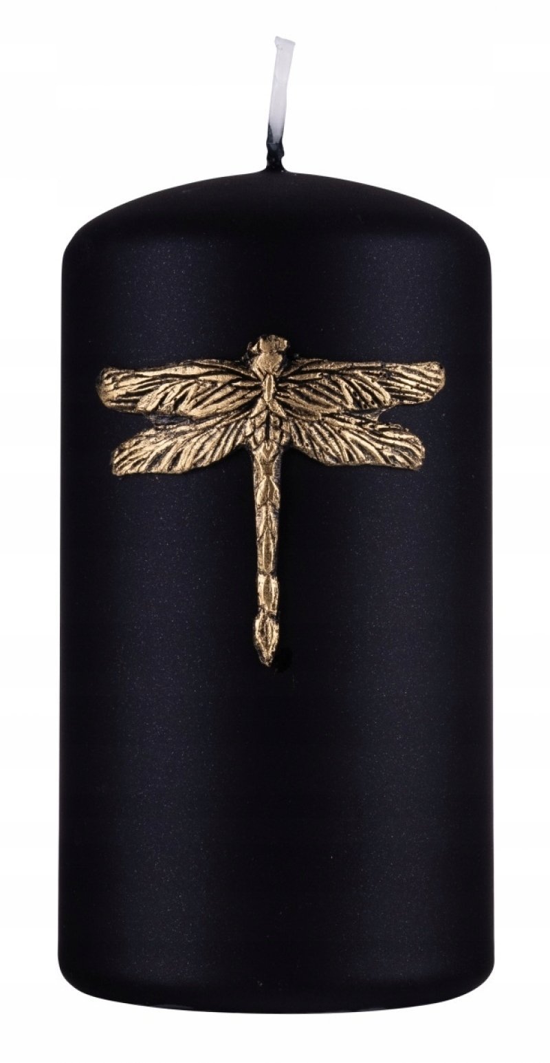 Donau Home Świeca słupek ważka, 70x130mm, czarny