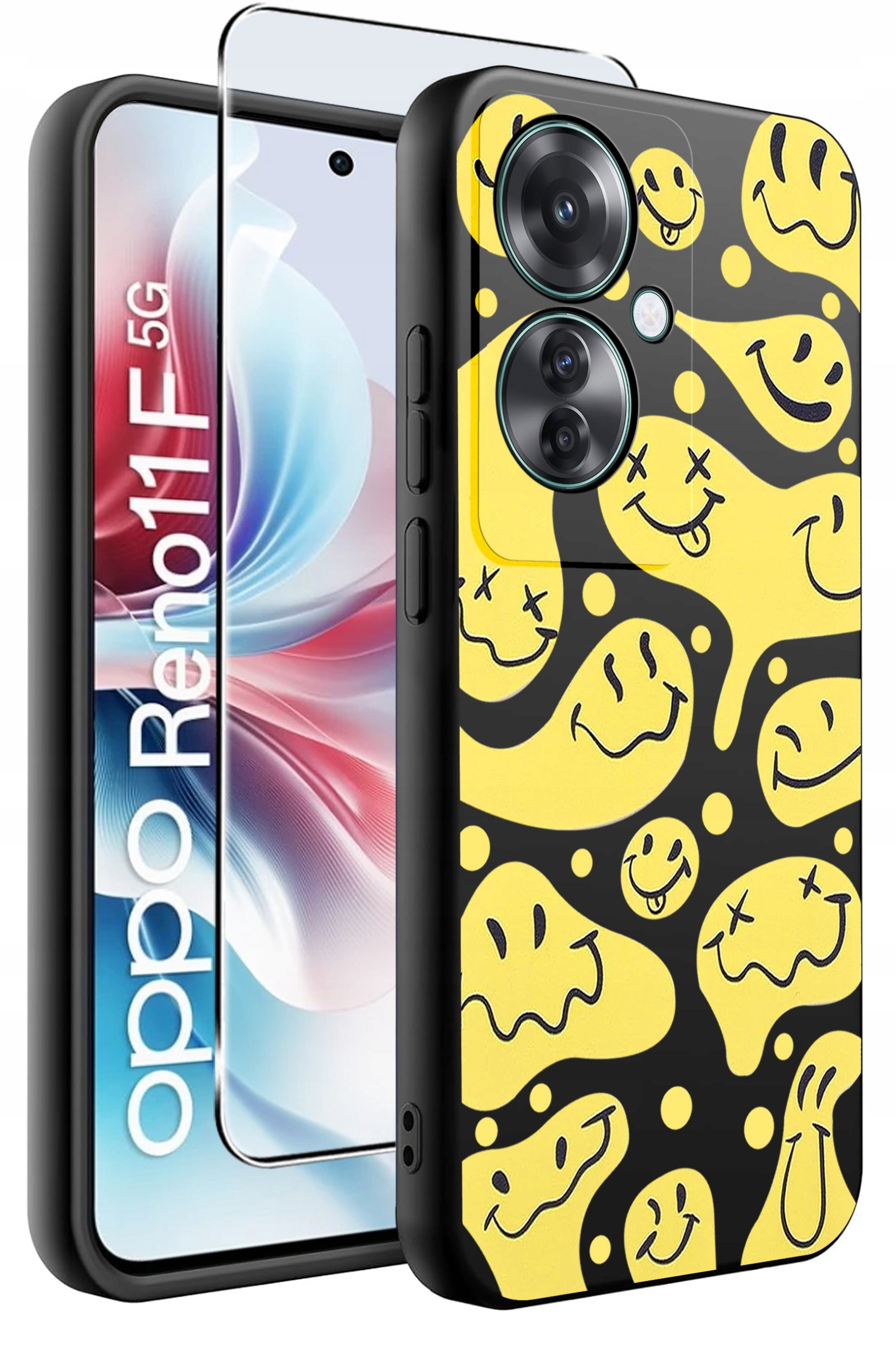 ETUI do Oppo Reno11 F 5G WZORY | SILIKONOWE MATT CASE + SZKŁO HARTOWANE 9H