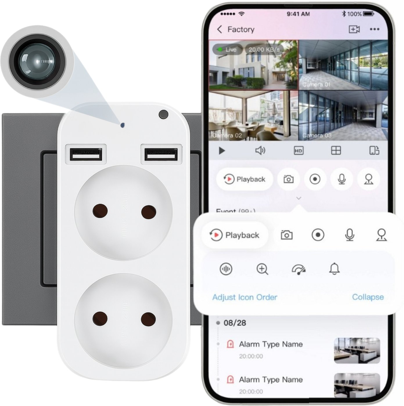 MINI KAMERA WIFI SZPIEGOWSKA UKRYTA W GNIAZDKU ANDROID ZDALNY PODGLĄD RUCHU