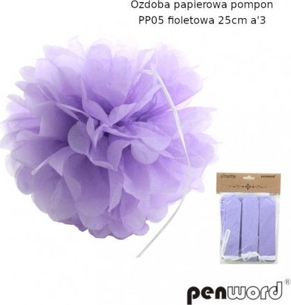 Polsirhurt Pompon papierowy fioletowy 25cm pp05