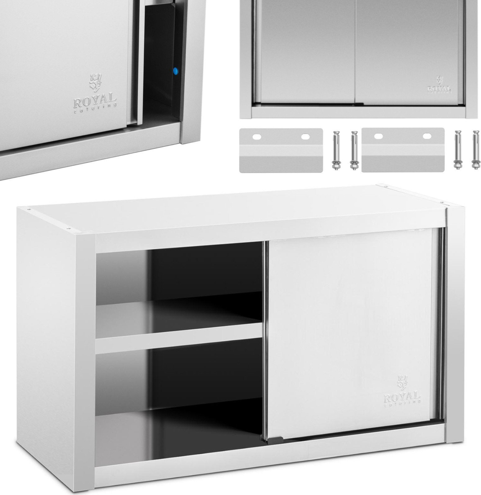 Royal Catering Szafa ścienna gastronomiczna z drzwiami przesuwanymi STAL 100 x 45 x 60 cm Szafa ścienna gastronomiczna z drzwiami przesuwanymi STAL 10