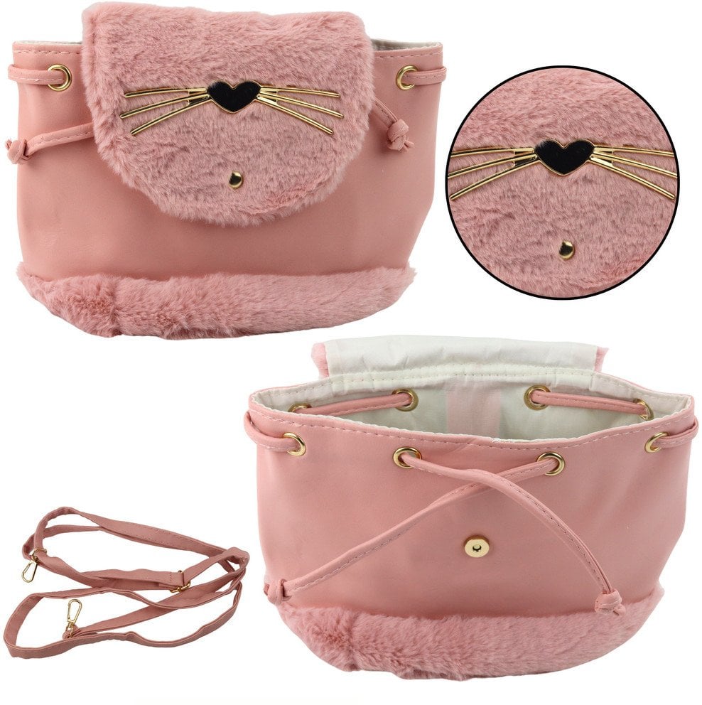 Plecak Dziecięcy Pluszowy Uszy Regulowany Pasek Różowy LEAN