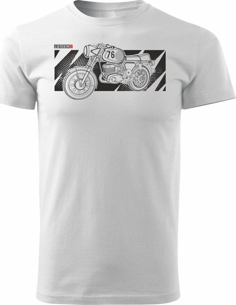 Topslang Koszulka motocyklowa z motocyklem MZ męska biała REGULAR XL