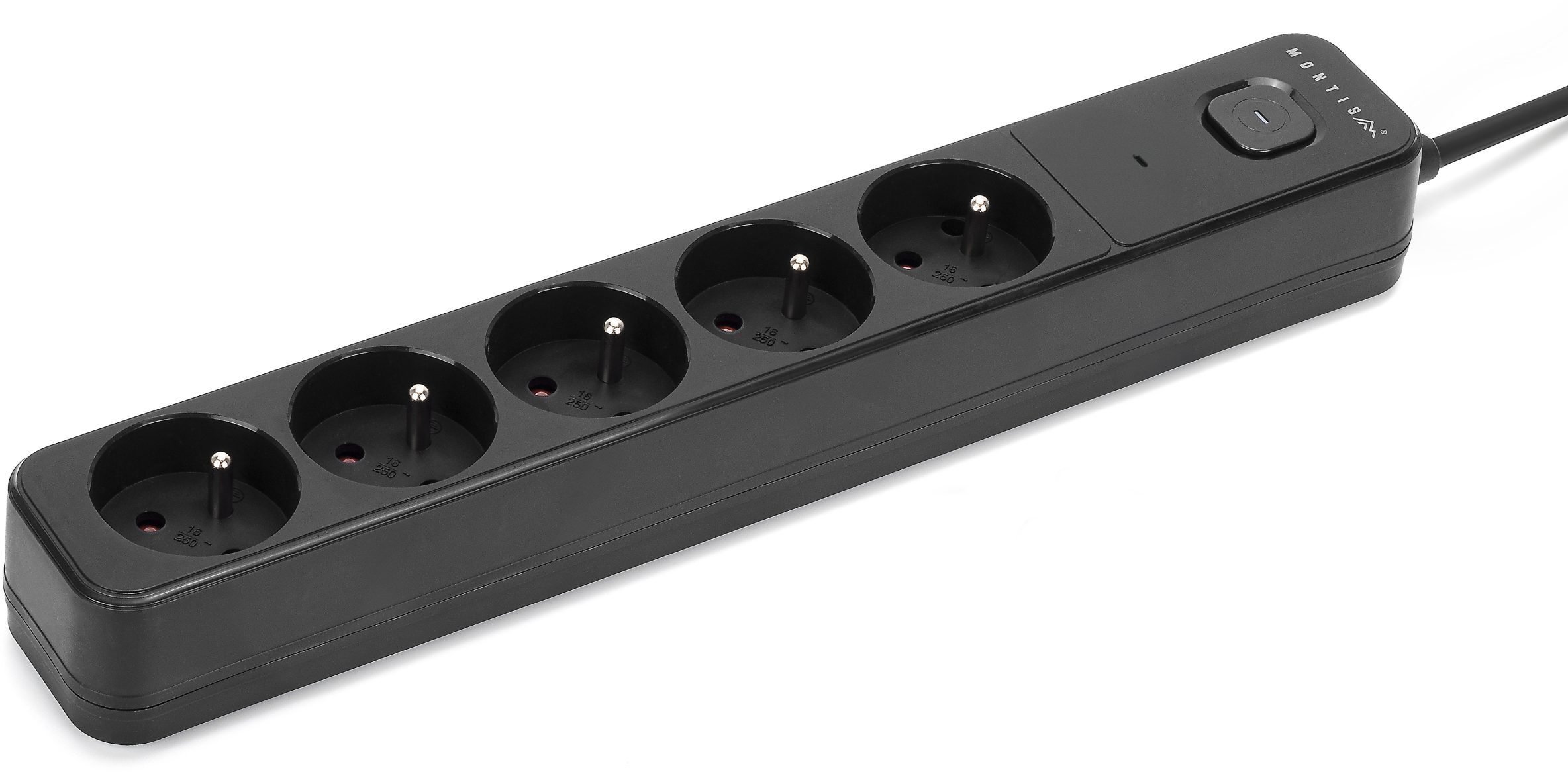 Listwa zasilająca Montis Listwa przeciwprzepięciowa czarna 5-gniazdowa 5m MT187-BK-5
