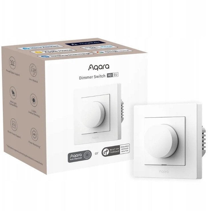 Aqara Dimmer Switch H2 EU Biały | Ściemniacz światła z pokrętłem | Thread, Zigbee