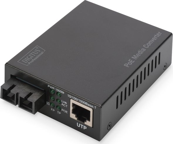 Konwerter światłowodowy Digitus Gigabit PoE Multim. Media RJ45/SC MM PSE