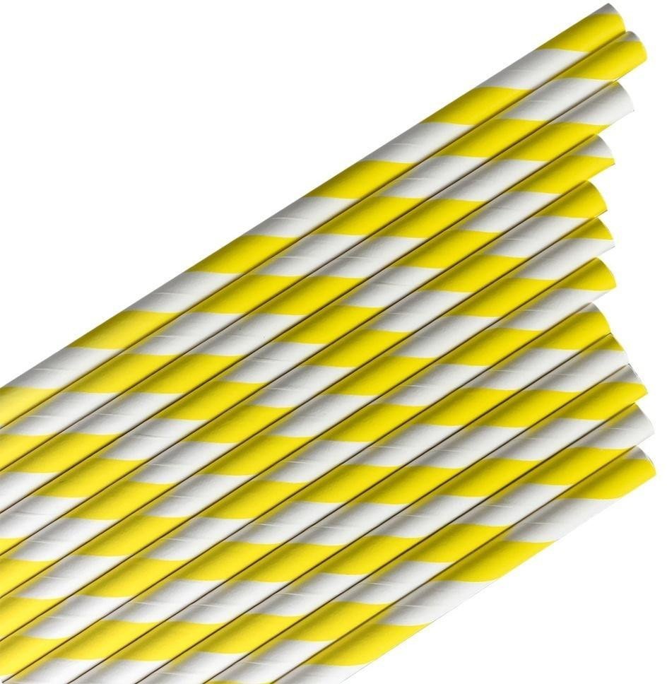Słomki papierowe paski limonkowe 144szt