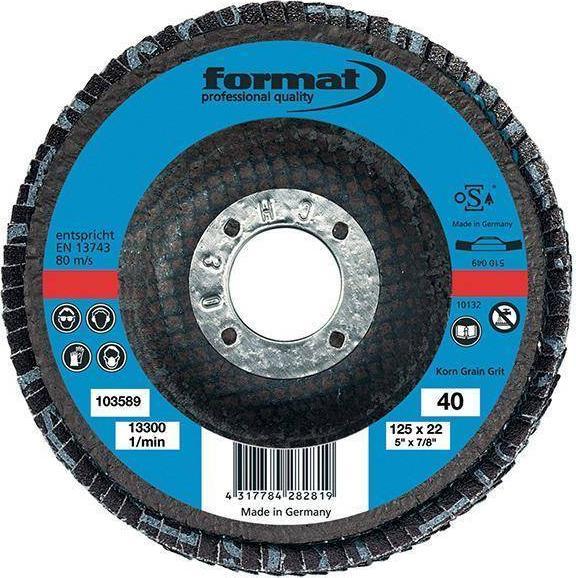Format Ściernica listkowa talerzowa, do obróbki stali szlachetnej, 125 mm, wysklepiona 12 FORMAT