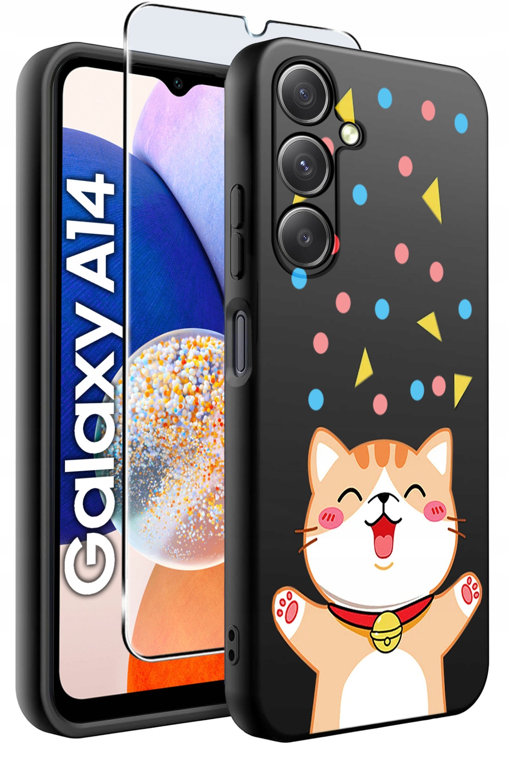 ETUI do Samsung A14 5G WZORY | SILIKONOWE MATT CASE + SZKŁO HARTOWANE 9H