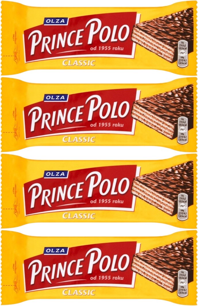 Prince Polo Classic Kruchy wafelek z kremem kakaowym oblany czekoladą 35 g x 4 sztuk