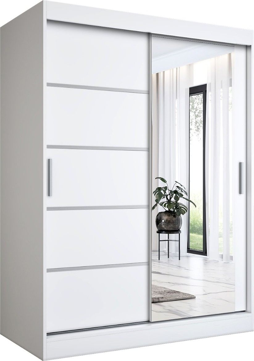 MKPOL Szafa przesuwna MODUO COMFORT 2 150 biała mat z lustrem