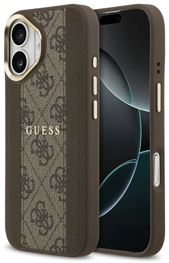 Etui Guess 4G Stripe MagSafe do iPhone 17 brązowy