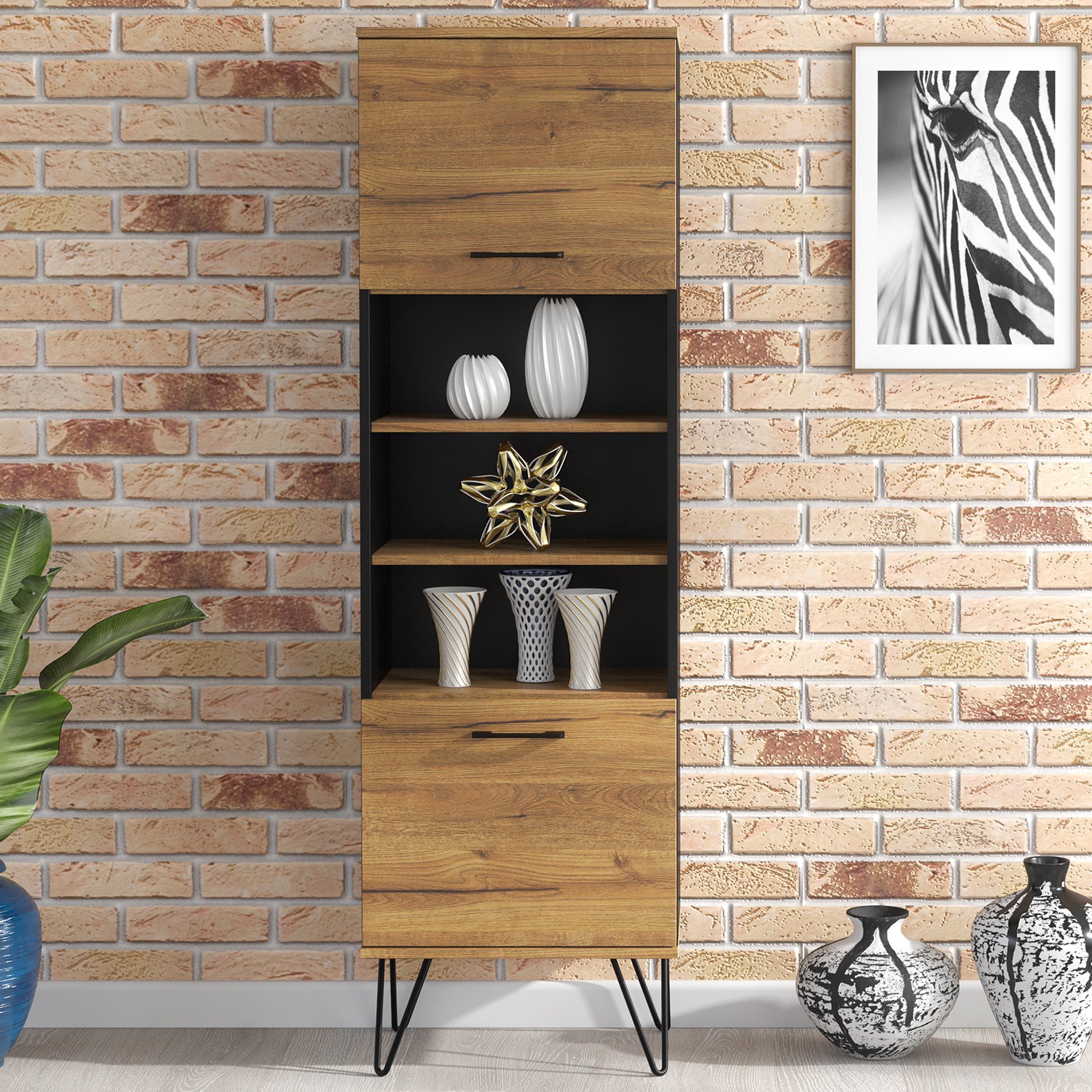 Witryna 170cm Harpin Loft ONE FURNITURE - Laminat Dębowy