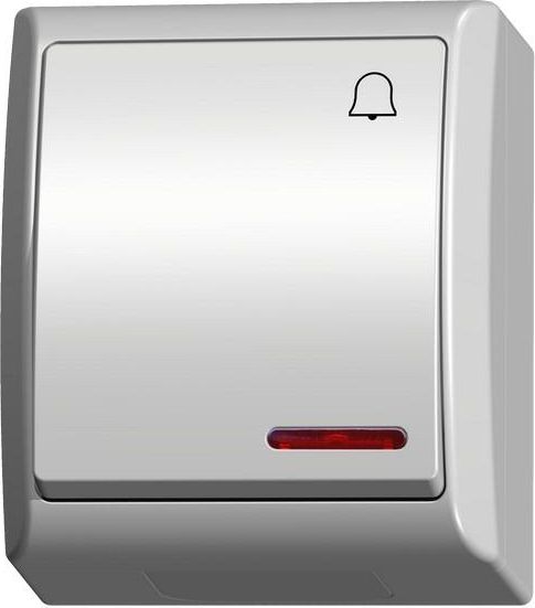 Ospel Łącznik dzwonek Fala zwierny hermetyczny z podświetleniem biały (ŁNH-6HS/00)