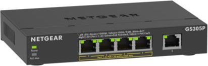 Switch NETGEAR GS305P PoE Gigabit Ethernet Unmanaged Plus Switch, 1x 1G Ethernet Port, 4x 1G PoE Ethernet Port