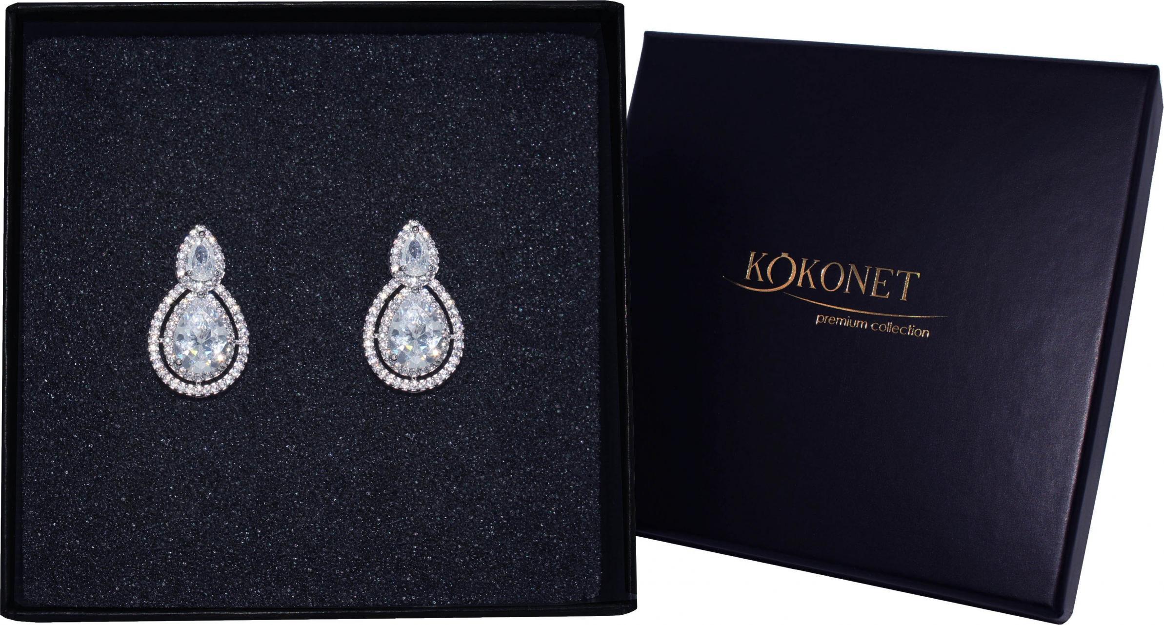 KOKONET KOLCZYKI ażurowe srebrne łezki Ślubne wow cyrkonie