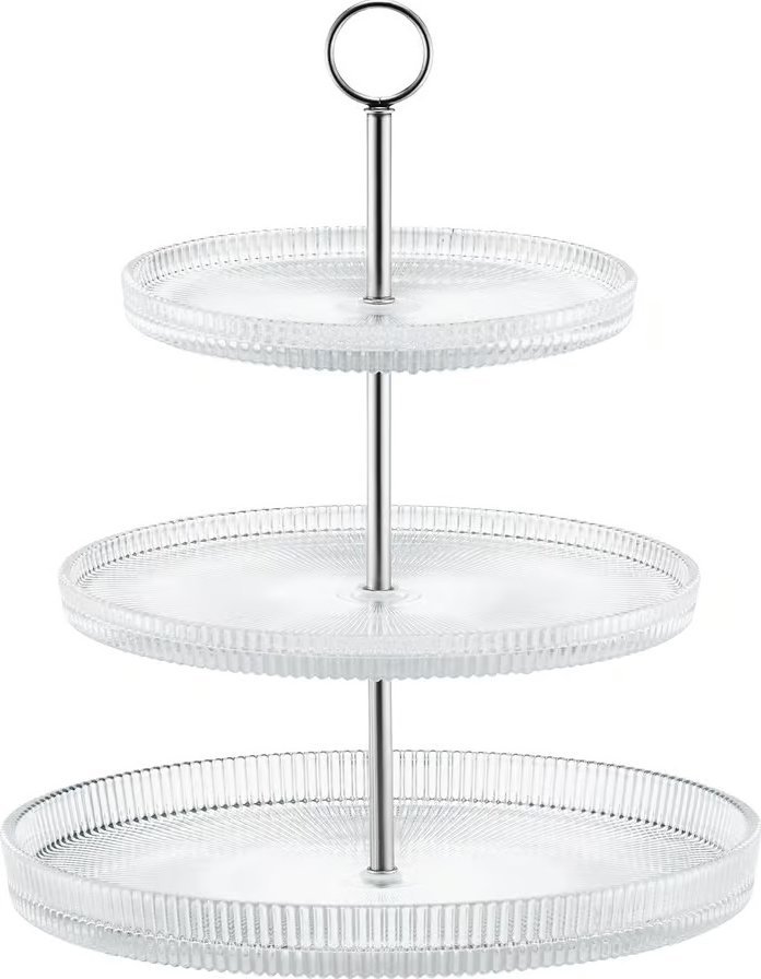 Patera trzypoziomowa 29 cm Curly srebrna AMBITION