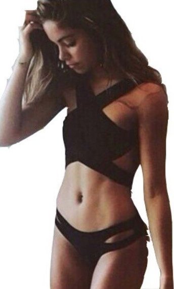 Pan i Pani Gadżet Strój kąpielowy czarny z pasami na krzyż XL