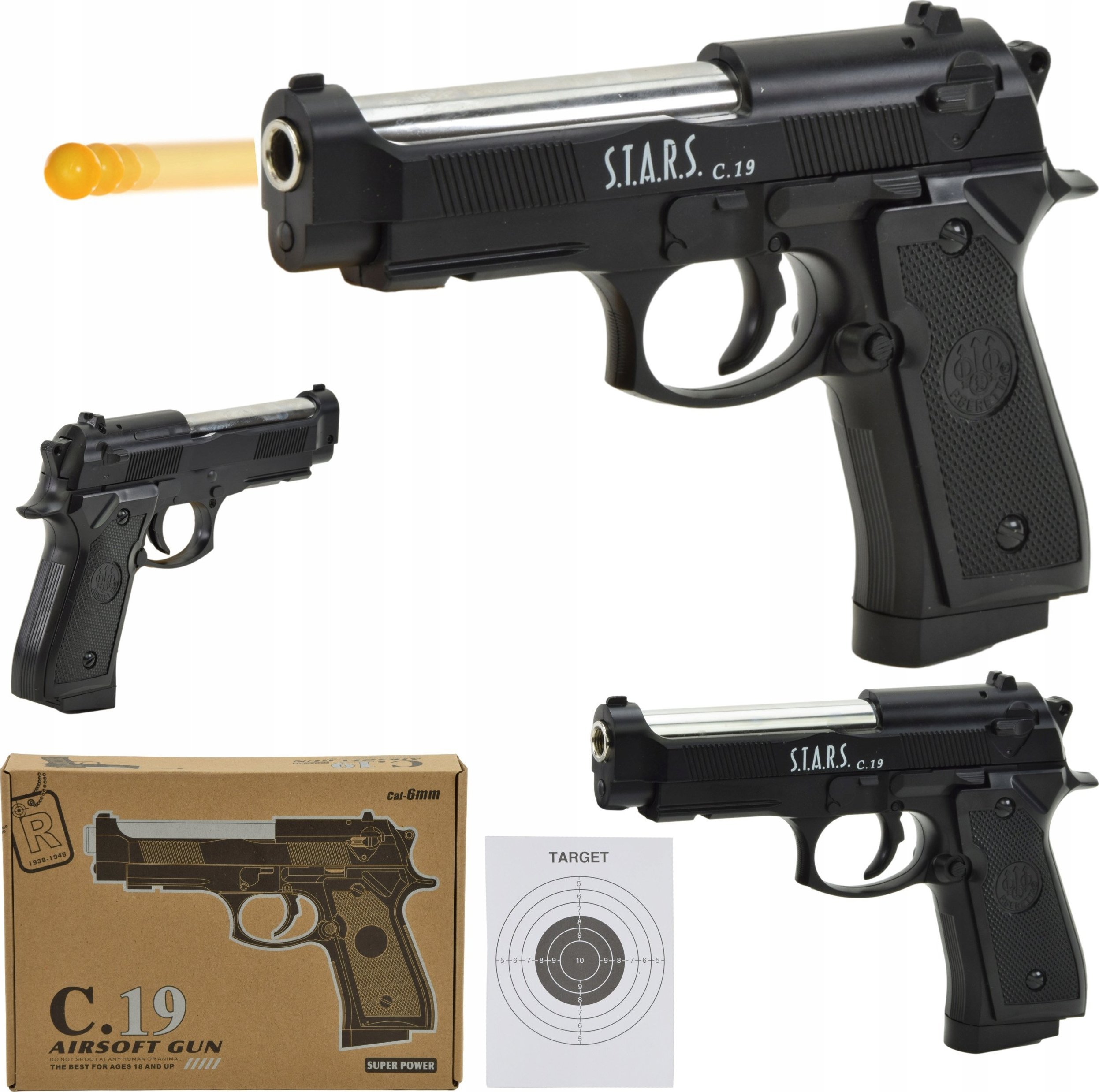 Skleplolki PISTOLET NA KULKI METAL REPLIKA ASG BERETTA BROŃ