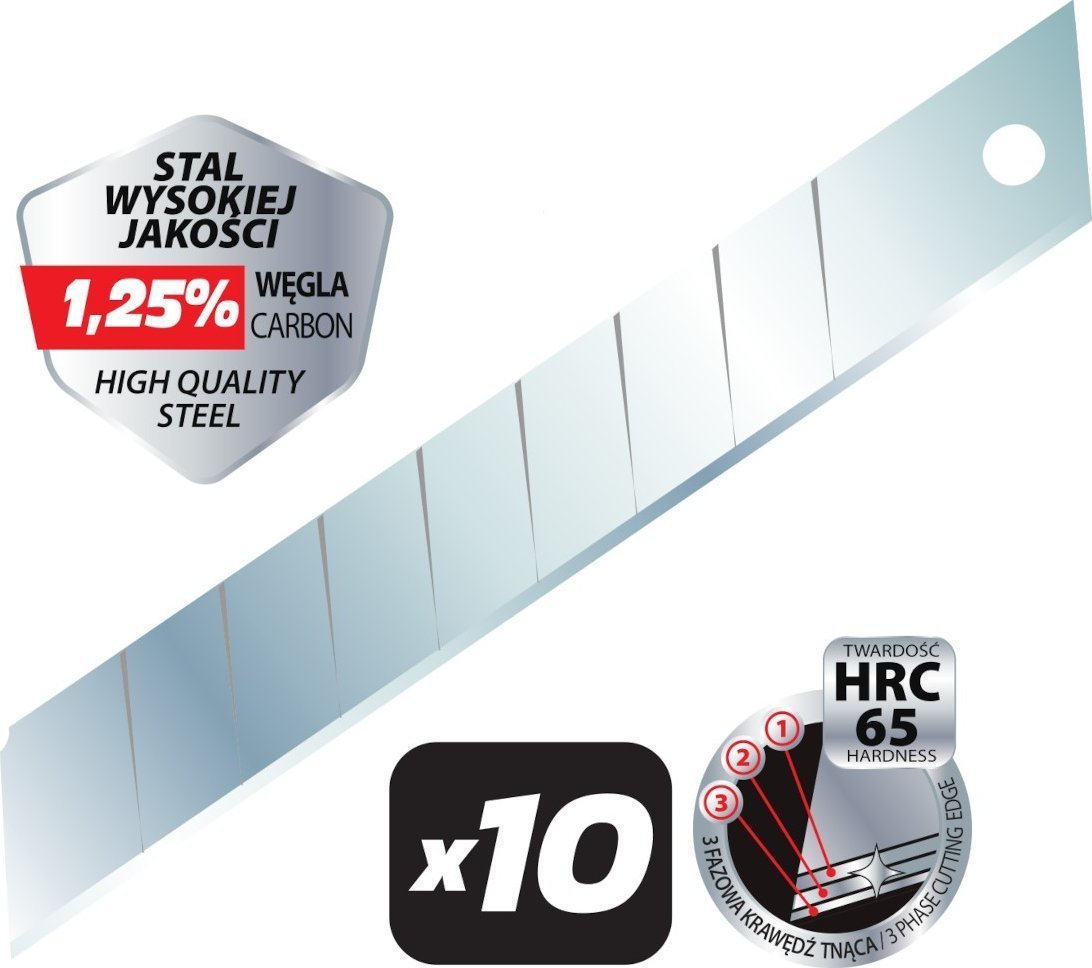 Dedra Ostrza łamane precyzyjne 18mm 10 szt. made in EU