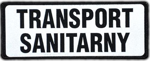 Polska Firma Emblemat TRANSPORT SANITARNY odblaskowy na rzepie 13 x 5 cm NOWY