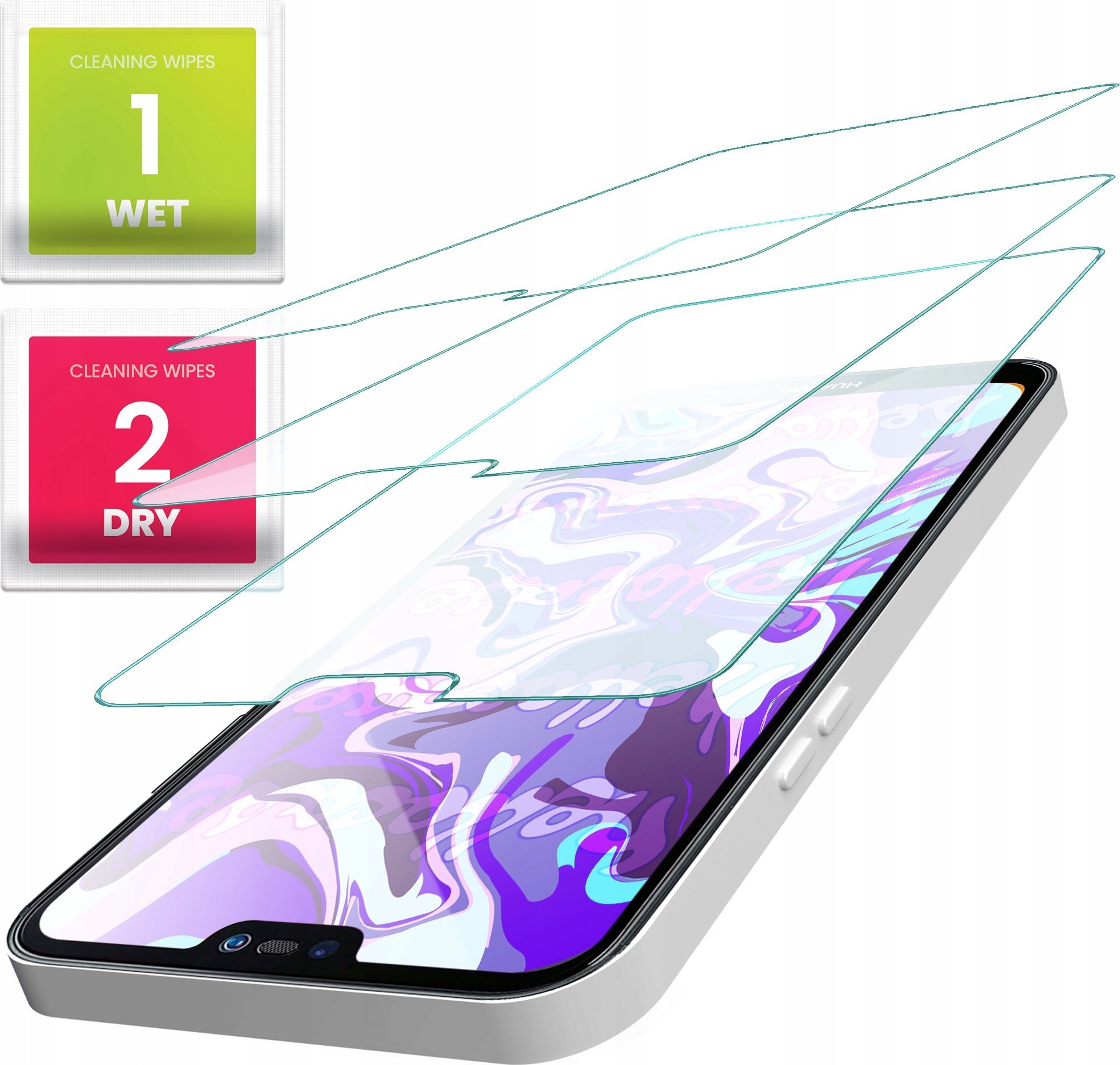 Hello Case 3-PAK Szkło Hartowane do Huawei P20 Lite (szybka 9H, płaskie 2.5D,ochronne)