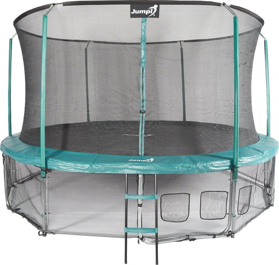 Trampolina ogrodowa Jumpi ogrodowa Maxy Comfort z siatką wewnętrzną 14.5 FT 435 cm zielona