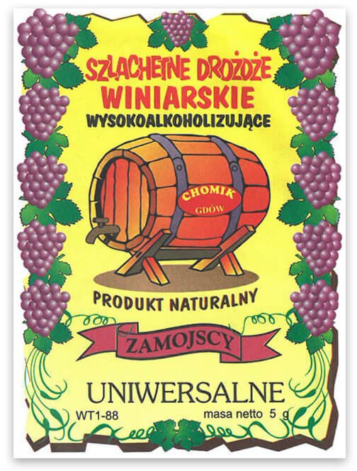 SZLACHETNE DROŻDŻE WINIARSKIE ZAMOJSCY uniwersalne