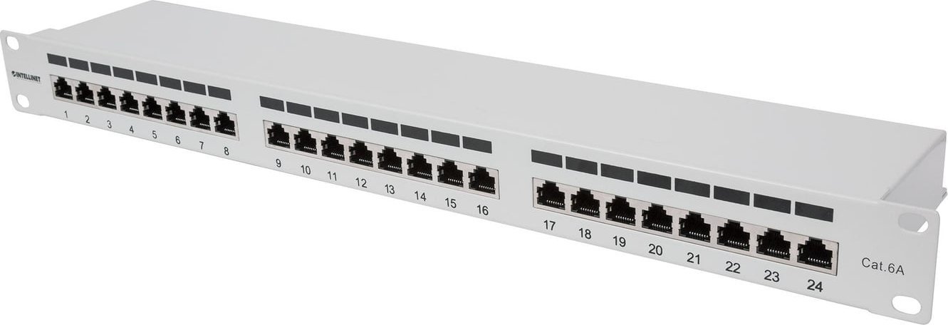 Intellinet Network Solutions INTELLINET 24-Port Cat6a Patchpanel FTP 1HE grau