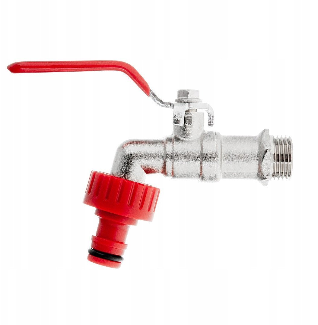 Zestaw – kran 1/2" z wyjściem na GZ 3/4" + nypel do szybkozłącza – mauser (50)