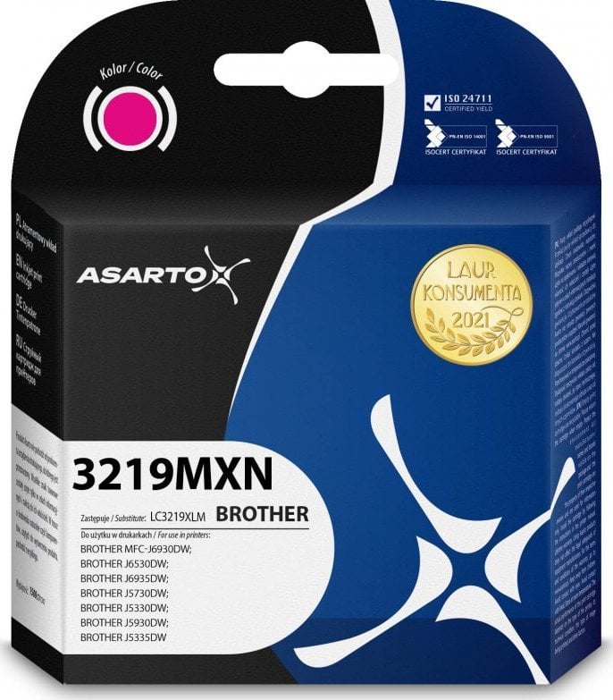 Tusz Asarto Tusz Asarto do Brother 3219MXN | LC3219XLM | 1500 str. | magenta