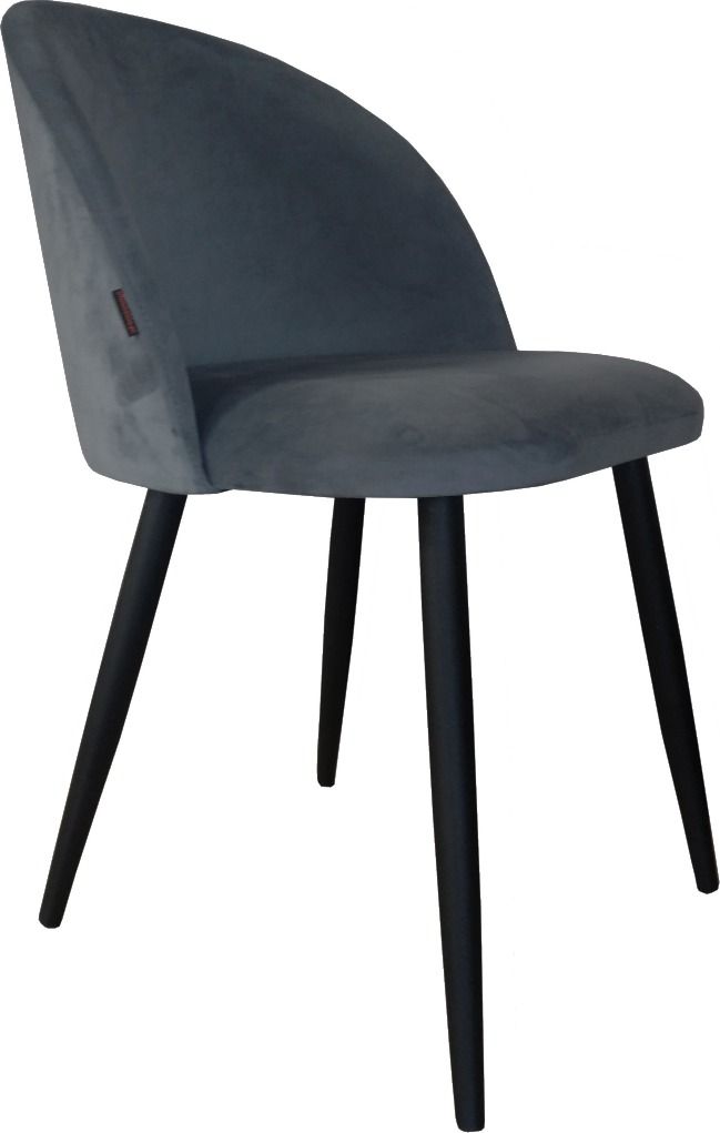Atos Krzesło CLAUDINE 1 BL VELVET ciemno szare kubełkowe na czarnych nogach ATOS