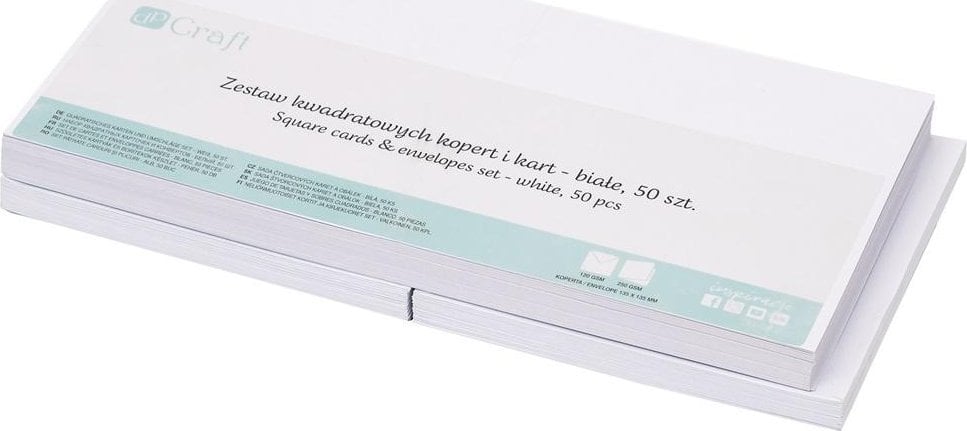 Zestaw kwadratowych kopert i kart białe 50szt