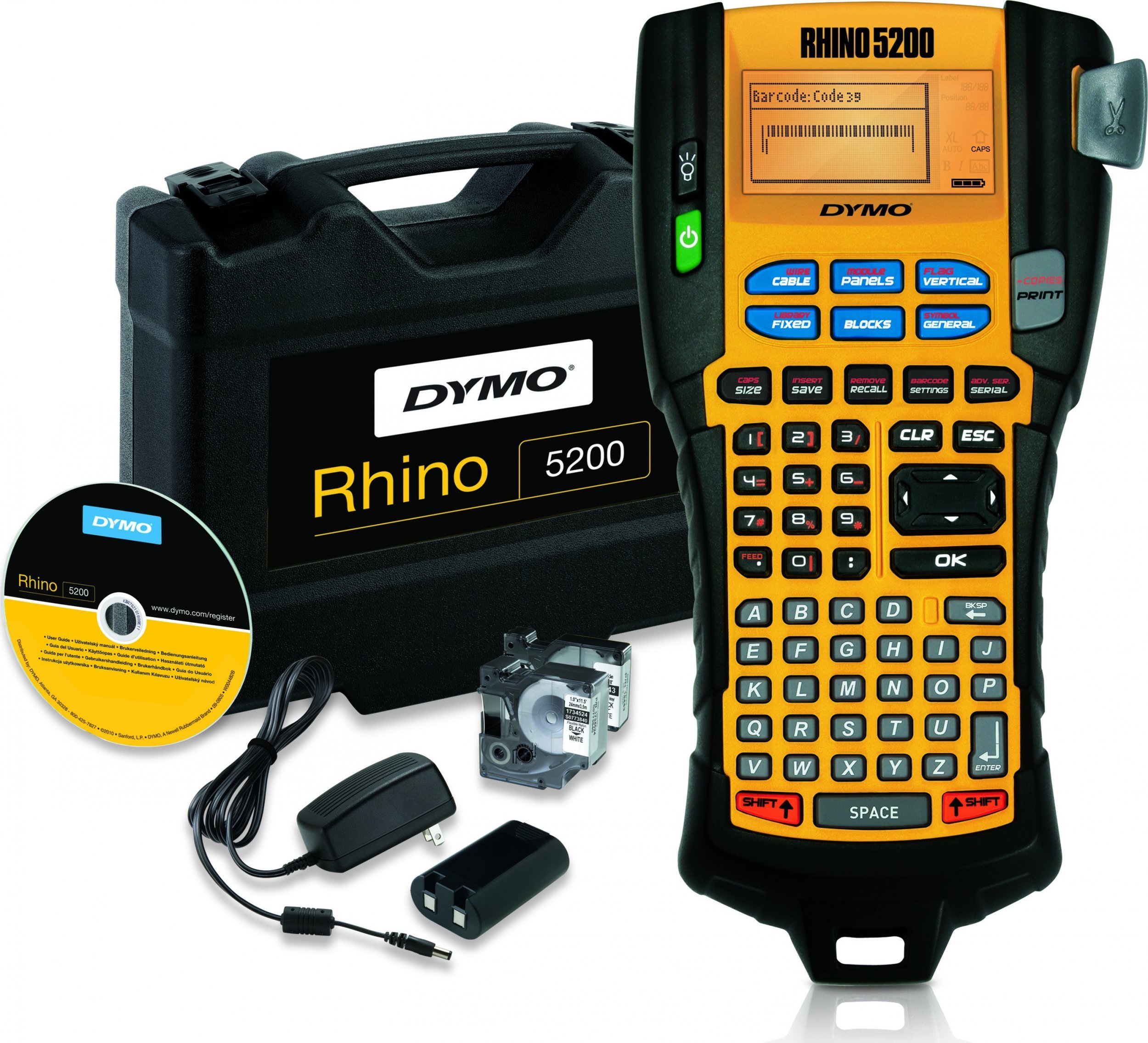 Drukarka etykiet Dymo DYMO Rhino 5200 im stabilen Hartschalenkof. ABC UK/HK