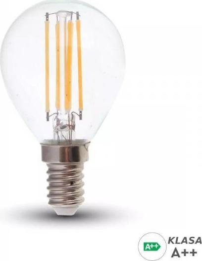 V-TAC Żarówka LED V-TAC 6W Filament E14 Kulka P45 A++ Przeźroczysta VT-2486 3000K 800lm