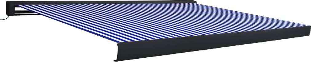 vidaXL Automatyczna markiza kasetowa, 450x300 cm, niebiesko-biała