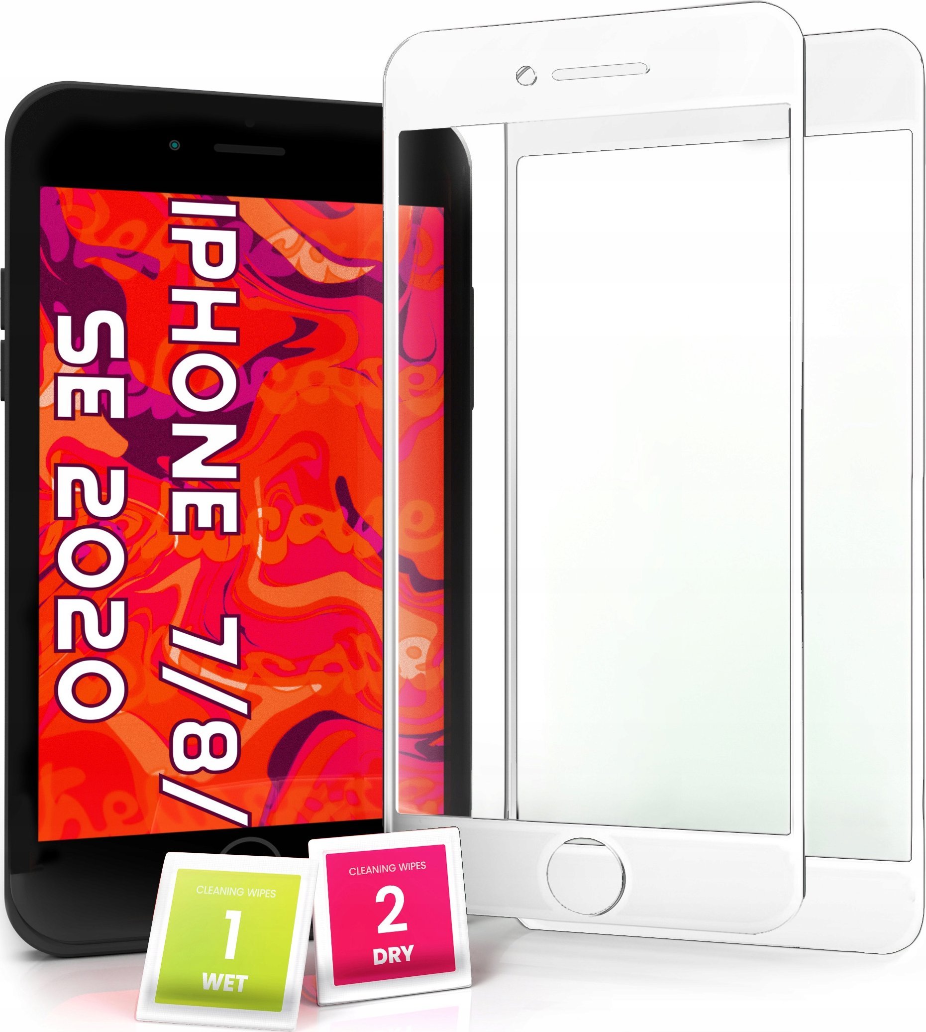 Hello Case 2-pak Szkło Hartowane do Apple iPhone 7 / 8 / SE 2020 Pełne Szybka 5D 9H