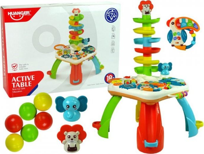 Lean Sport Stolik Edukacyjny Zjeżdżalnia Dla Piłeczek Pianinko Kosz Koła Zębate