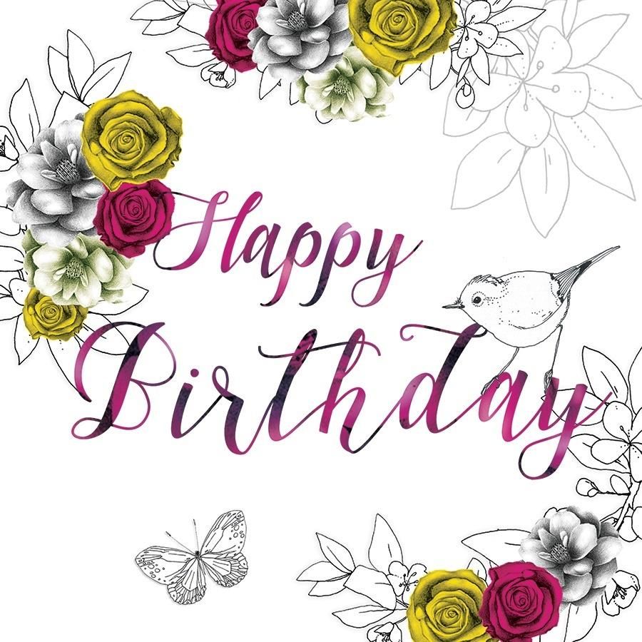 Clear Creation Karnet urodzinowy Swarovski kwadrat kwiaty (CL1401)