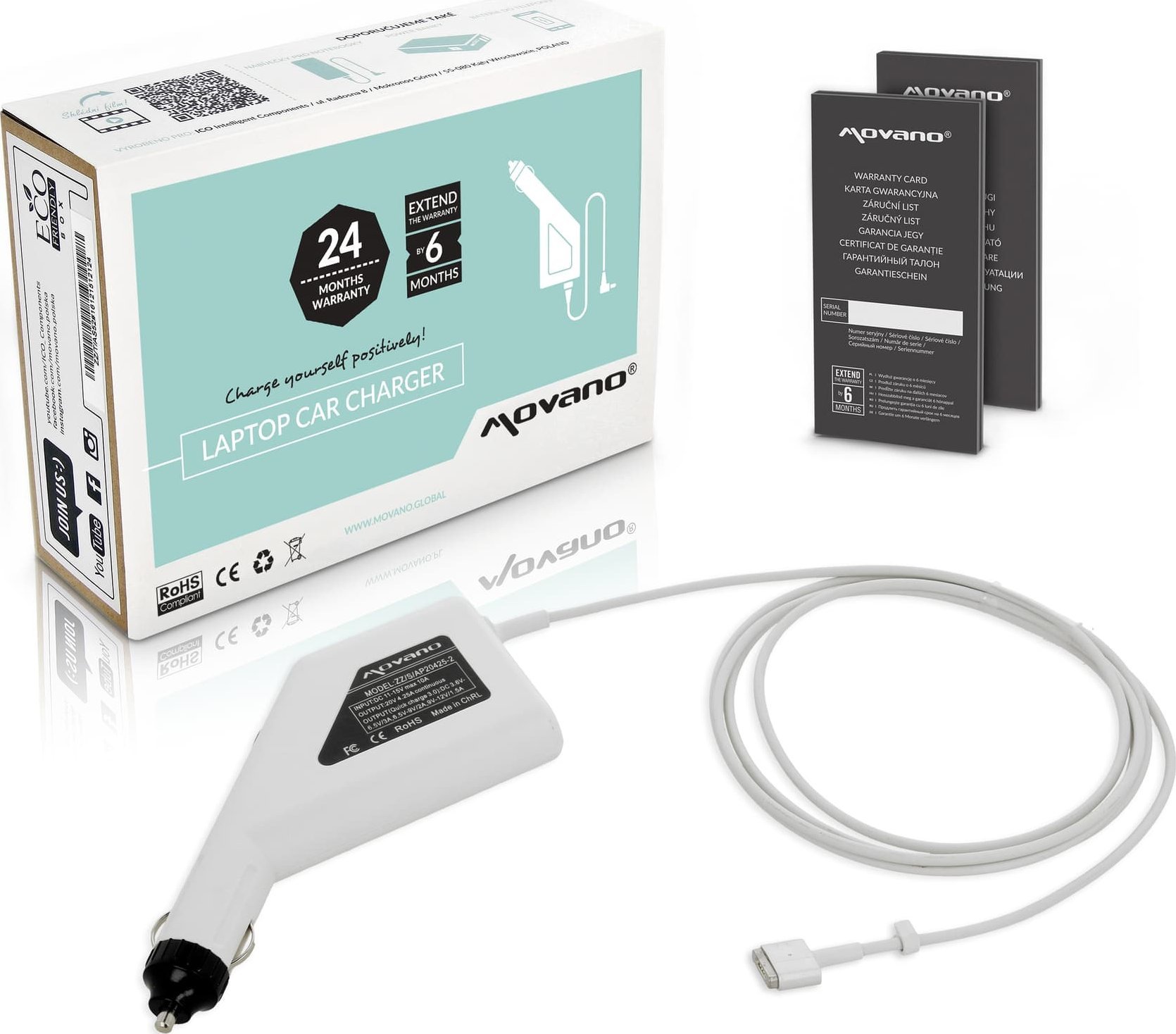 Zasilacz do laptopa Movano Zasilacz samochodowy Movano 20v 4.25a (magsafe 2) 85W do Apple