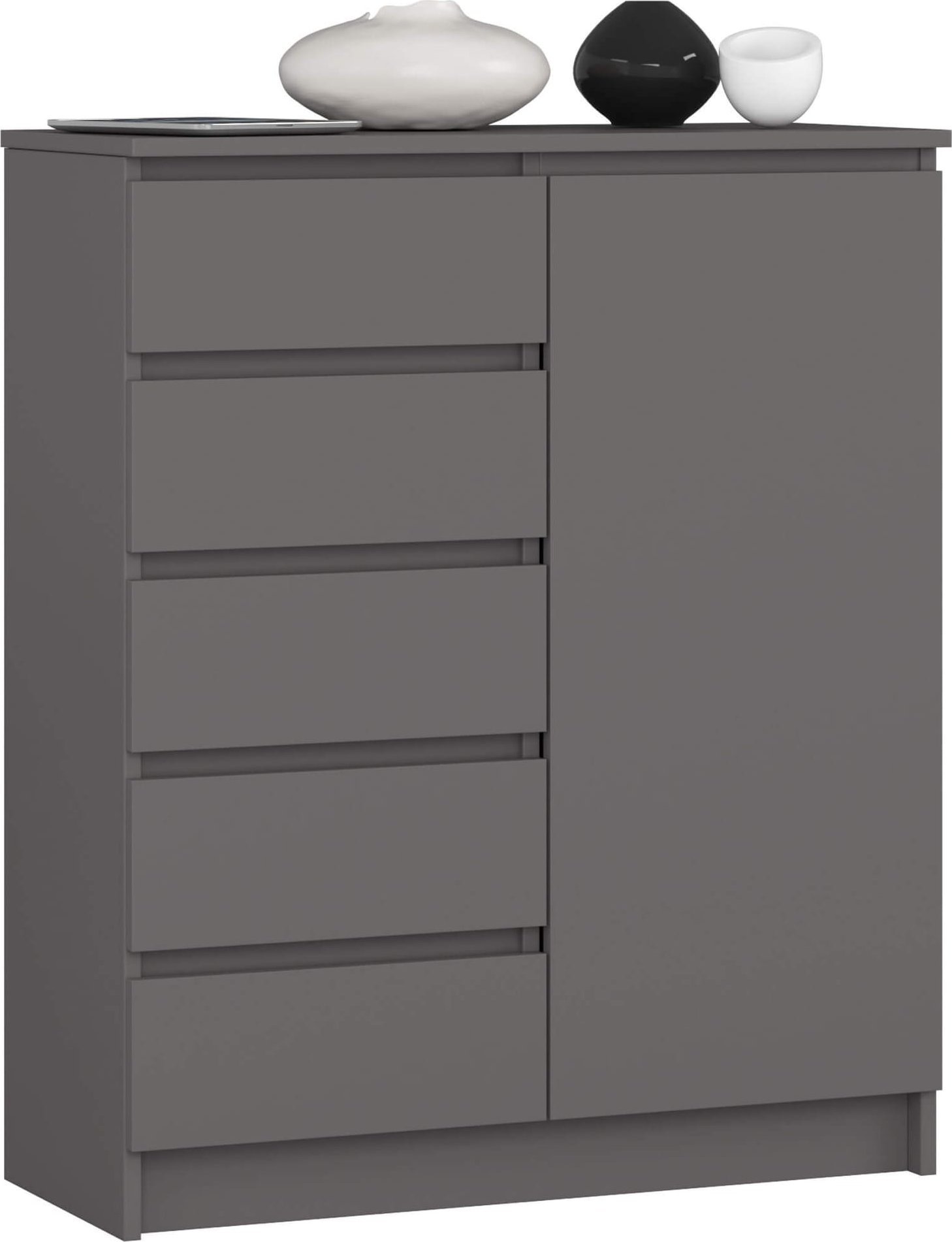 Fabryka Mebli Akord KOMODA K80 1D 5SZ PK GRAFIT SZARY