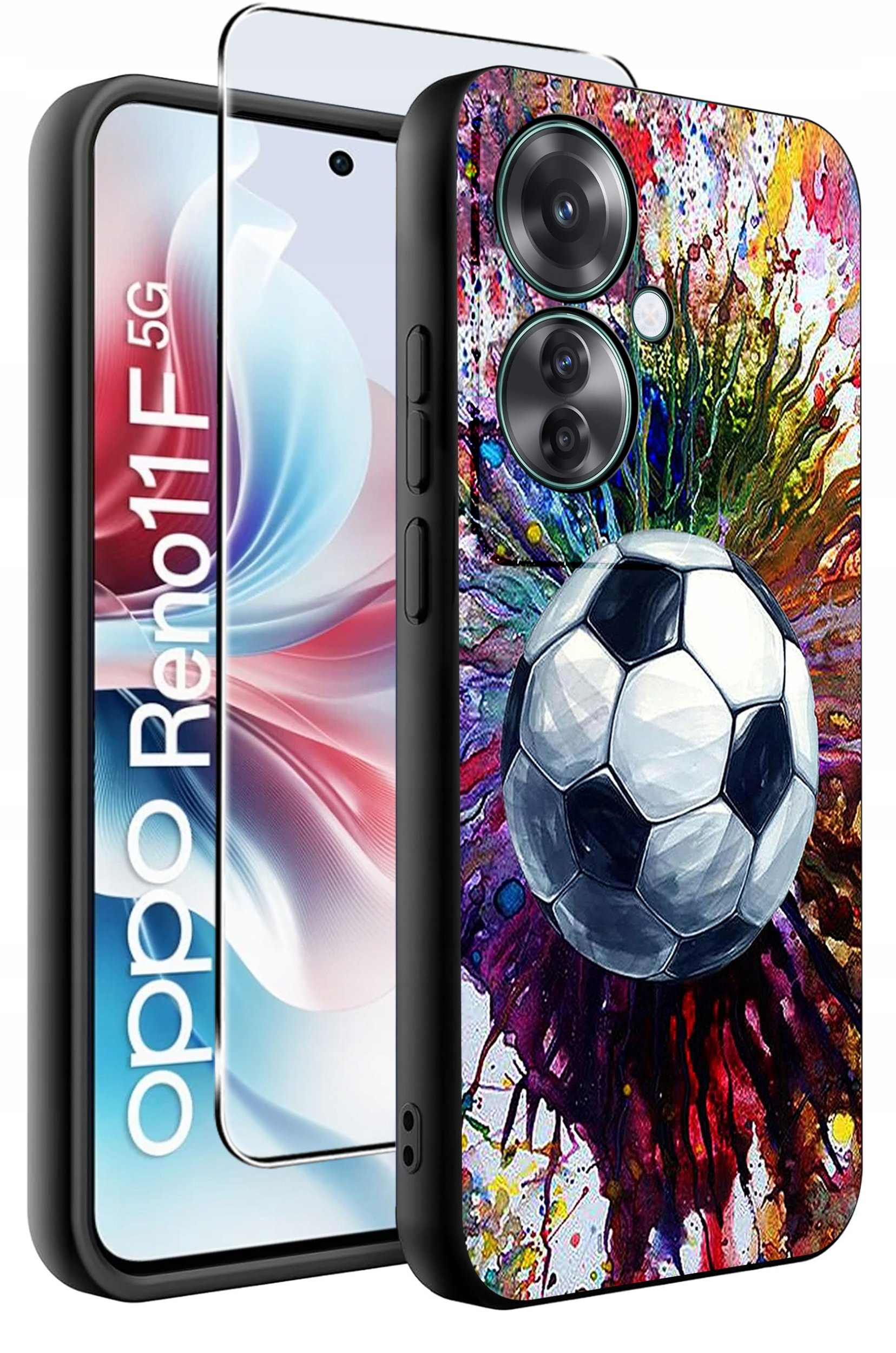 ETUI do Oppo Reno11 F 5G WZORY | SILIKONOWE MATT CASE + SZKŁO HARTOWANE 9H