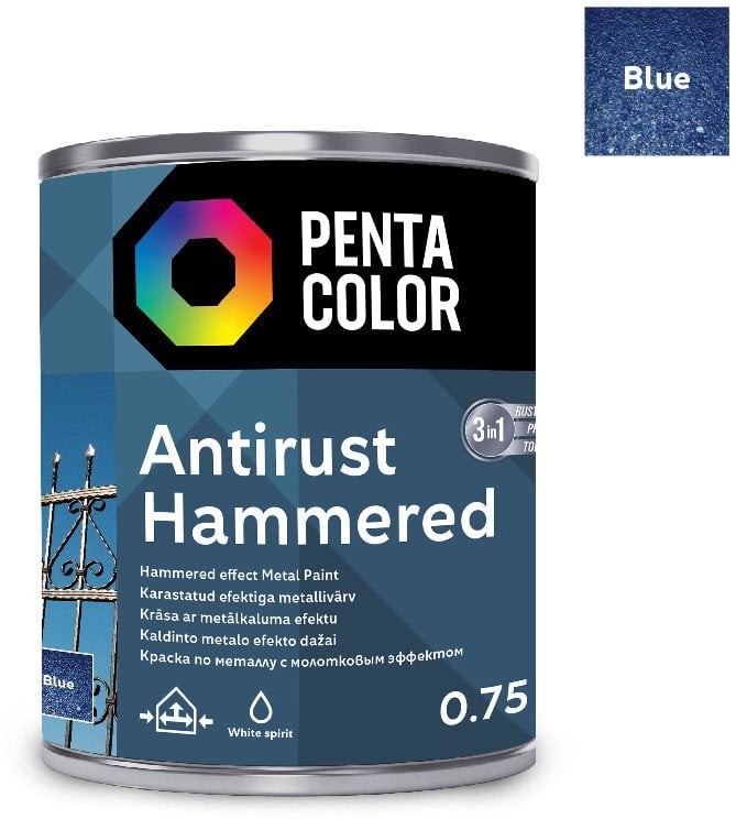 PAINT PENTAC ANTIRUST HAMMERED BLU 750ML
